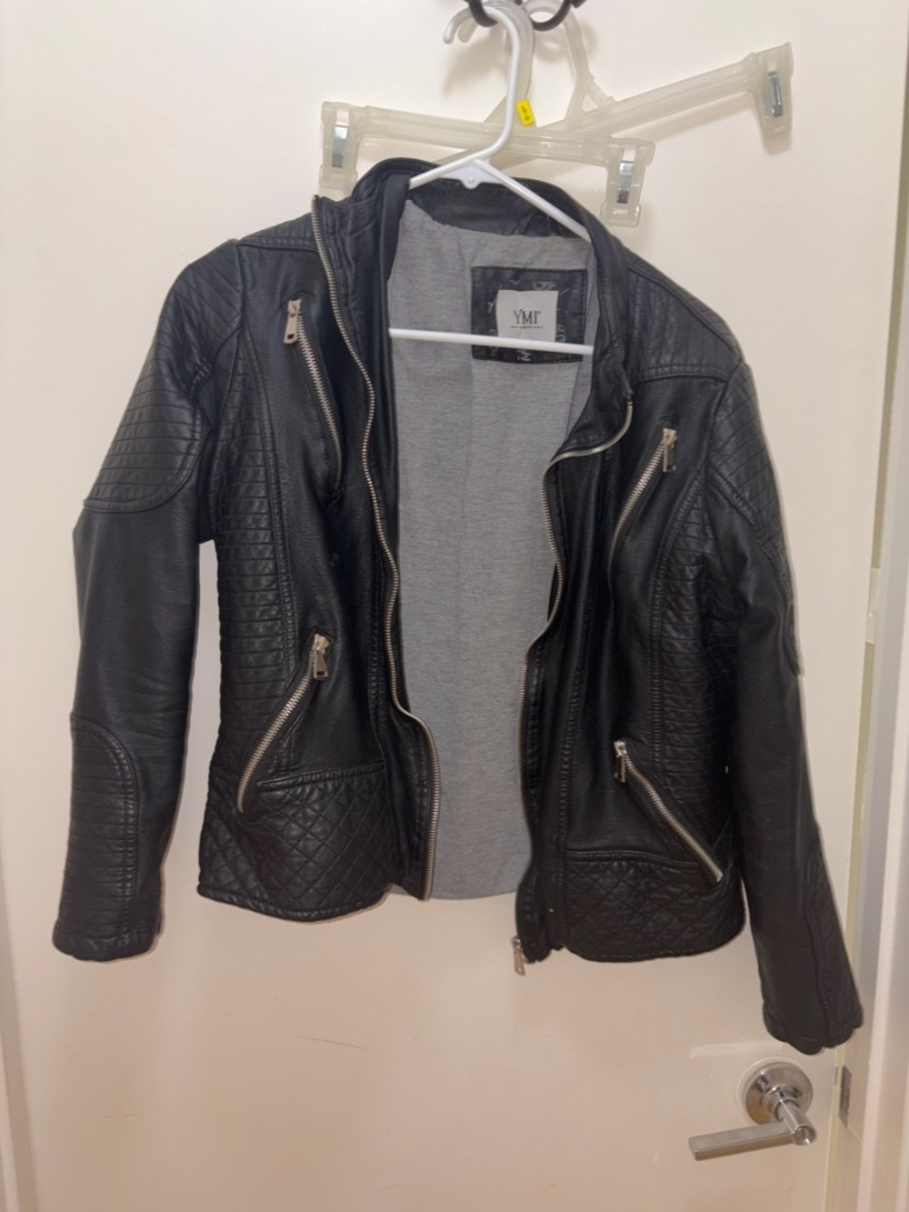 YMI Black Faux Leather Jacket with Silver Hardware